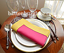 Multicolor Hemstitch Napkins. Raspberry Sorbet with Lemon Chrome